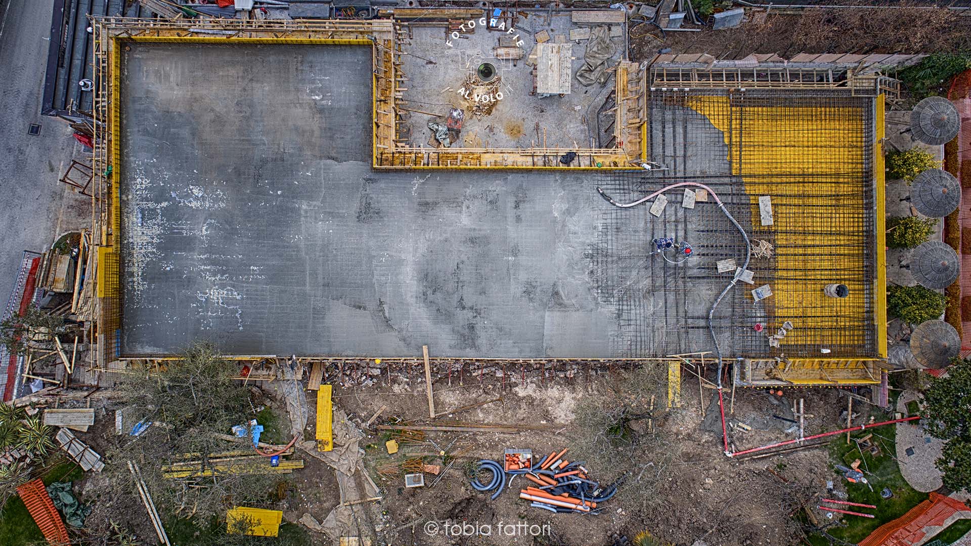 Fotografie Al Volo - Monitoraggio cantiere edile - stato d'avanzamento cantiere con drone - realizzazione solaio post-teso